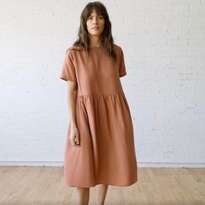 Tradlands Nico Linen Dress - Clay